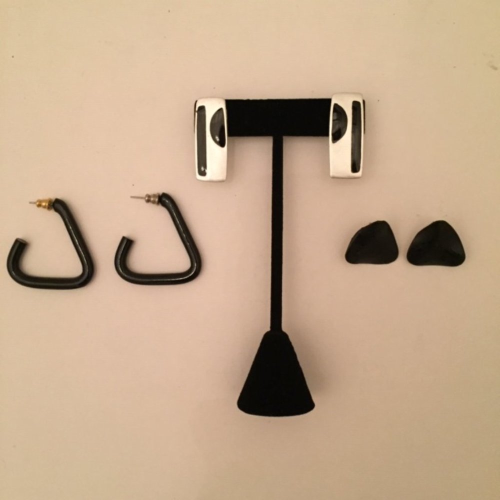 Vintage 80's Black Pierced Earring Bundle